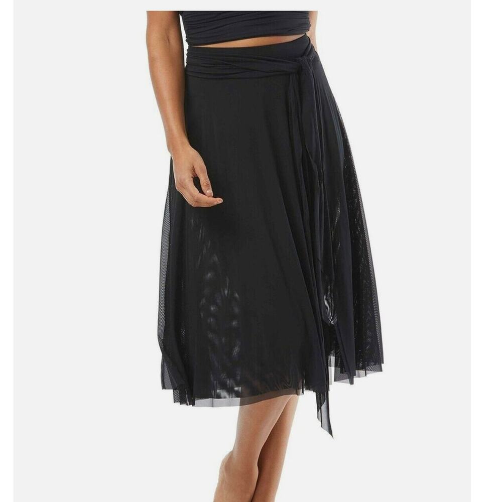 CARMEN MARC VALVO Swim Skirt Large Beach Cover-Up Sheer Slits Pull On Tie Waist